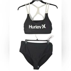 Hurley Black & White Bikini Set(Size 1x/3X)